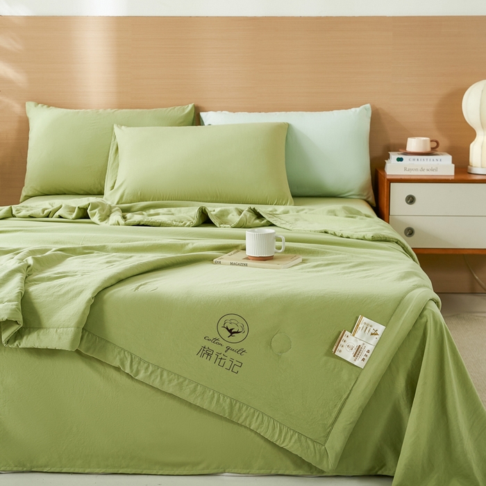 91家纺网 家纺一手货源 找家纺 爱屋及屋 2026新款撞色双拼新疆棉花夏被空调被夏凉被 单拼-青绿