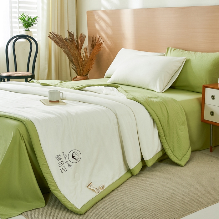 91家纺网 家纺一手货源 找家纺 爱屋及屋 2026新款撞色双拼新疆棉花夏被空调被夏凉被 双拼-青绿奶白