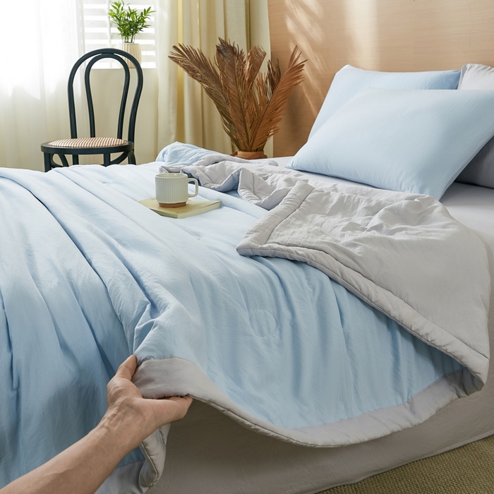 91家纺网 家纺一手货源 找家纺 爱屋及屋 2026新款撞色双拼新疆棉花夏被空调被夏凉被 双拼-浅灰天蓝