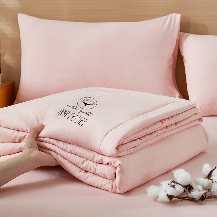 91家纺网 家纺一手货源 找家纺 爱屋及屋 2026新款撞色双拼新疆棉花夏被空调被夏凉被 单拼-粉玉