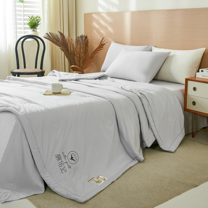 91家纺网 家纺一手货源 找家纺 爱屋及屋 2026新款撞色双拼新疆棉花夏被空调被夏凉被 单拼-浅灰