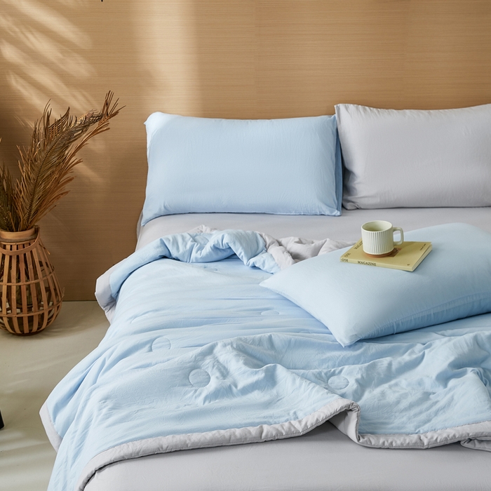 91家纺网 家纺一手货源 找家纺 爱屋及屋 2026新款撞色双拼新疆棉花夏被空调被夏凉被 双拼-浅灰天蓝