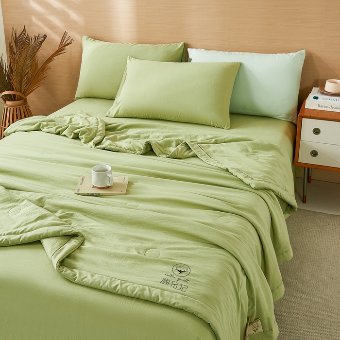 91家纺网 家纺一手货源 找家纺 爱屋及屋 2026新款撞色双拼新疆棉花夏被空调被夏凉被 单拼-青绿