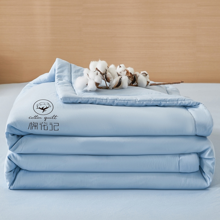 91家纺网 家纺一手货源 找家纺 爱屋及屋 2026新款撞色双拼新疆棉花夏被空调被夏凉被 单拼-天蓝