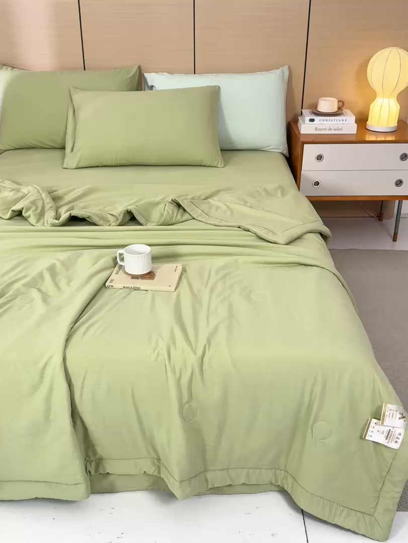 91家纺网 家纺一手货源 找家纺 爱屋及屋 2026新款撞色双拼新疆棉花夏被空调被夏凉被 单拼-青绿