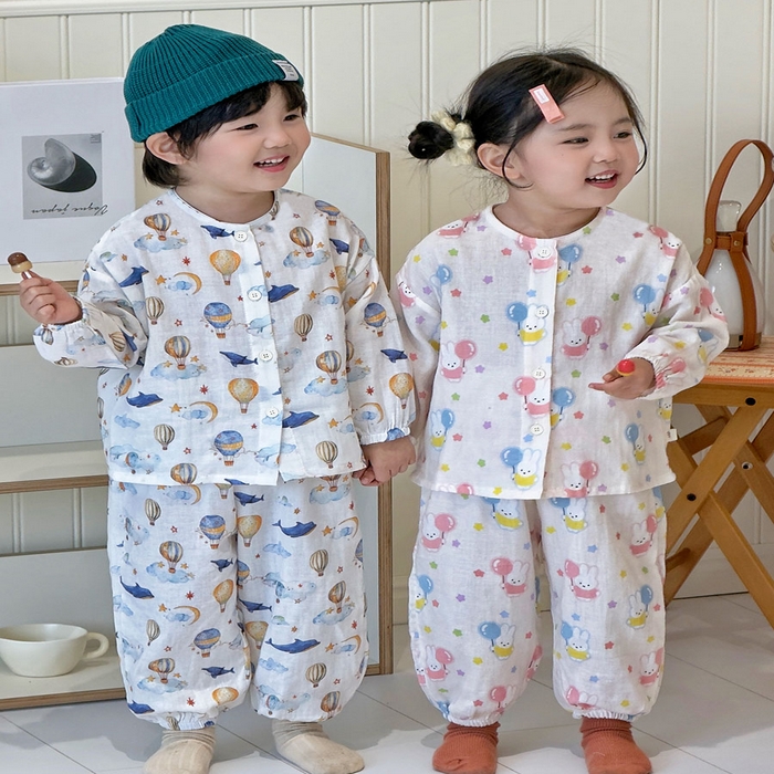 91家纺网 家纺一手货源 找家纺 （总）妍景家居生活馆 2026新款儿童纱布纯棉全棉鲸鱼热气球+气球小兔套装