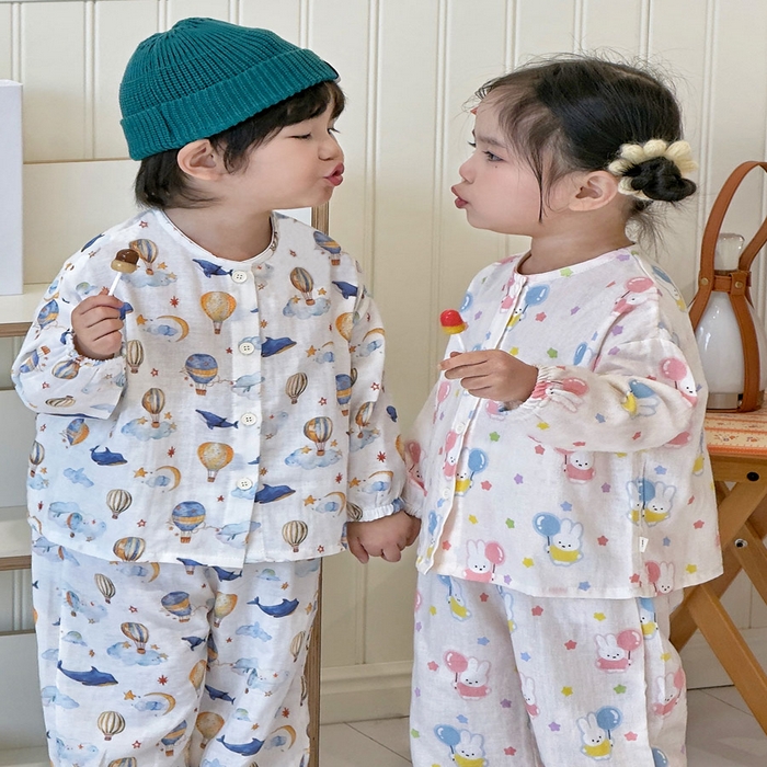 91家纺网 家纺一手货源 找家纺 （总）妍景家居生活馆 2026新款儿童纱布纯棉全棉鲸鱼热气球+气球小兔套装