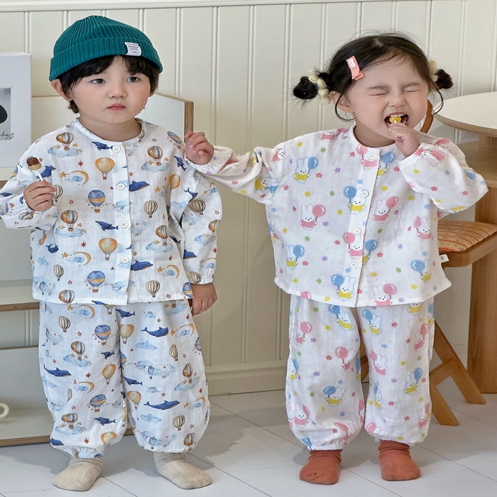 91家纺网 家纺一手货源 找家纺 （总）妍景家居生活馆 2026新款儿童纱布纯棉全棉鲸鱼热气球+气球小兔套装