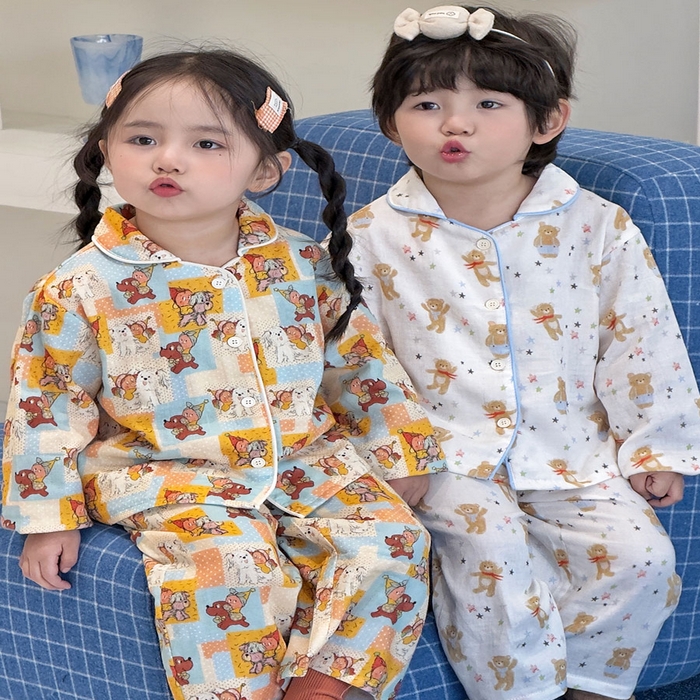 91家纺网 家纺一手货源 找家纺 （总）妍景家居生活馆 2026新款儿童纱布纯棉全棉方格星星人+星星玩具熊套装