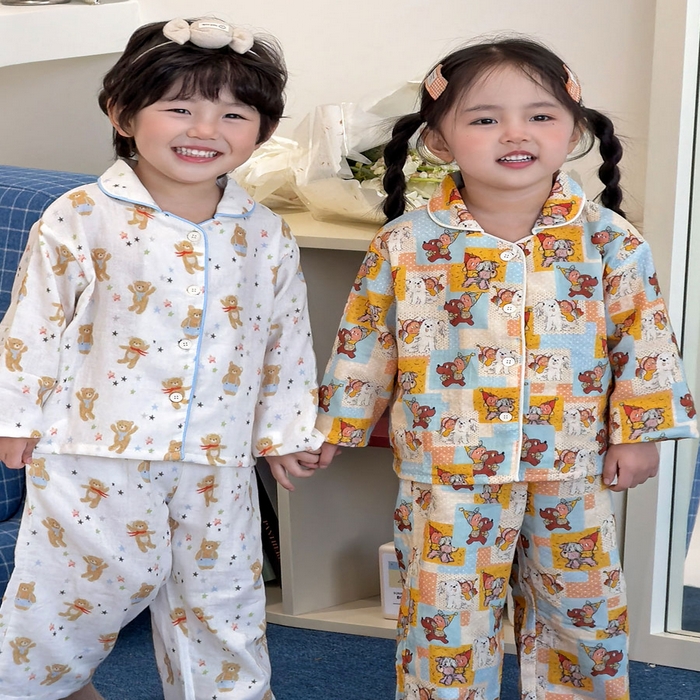 91家纺网 家纺一手货源 找家纺 （总）妍景家居生活馆 2026新款儿童纱布纯棉全棉方格星星人+星星玩具熊套装