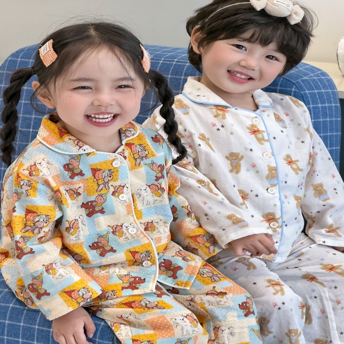 91家纺网 家纺一手货源 找家纺 （总）妍景家居生活馆 2026新款儿童纱布纯棉全棉方格星星人+星星玩具熊套装