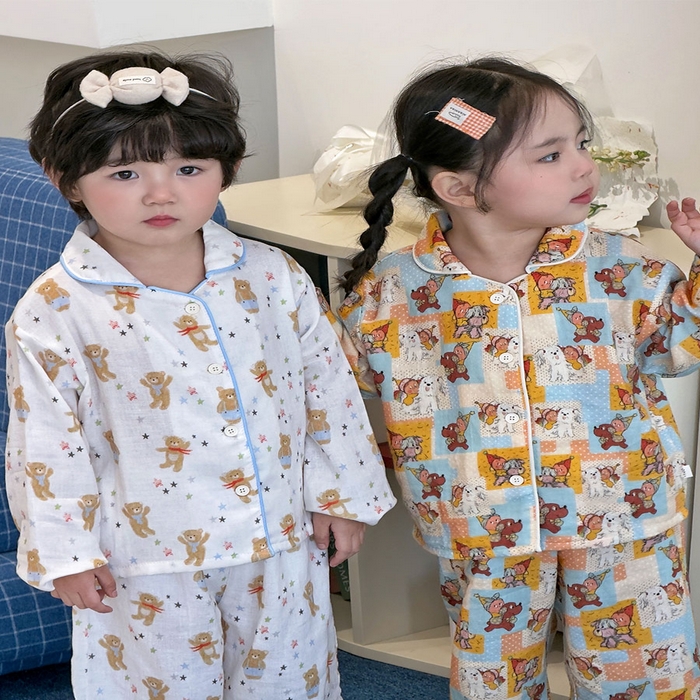 91家纺网 家纺一手货源 找家纺 （总）妍景家居生活馆 2026新款儿童纱布纯棉全棉方格星星人+星星玩具熊套装