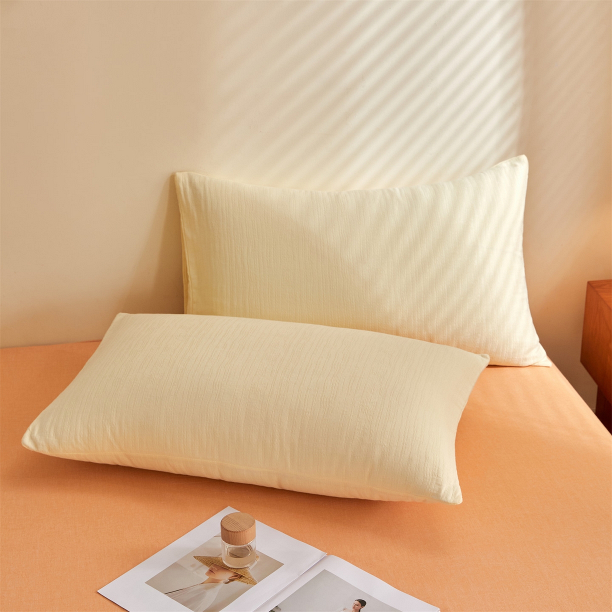 91家纺网 家纺一手货源 找家纺 恬思语家纺 2026春夏新款全棉色织大提花棉花夏被空调被夏凉被四件套芳华系列 芳华-黄橙