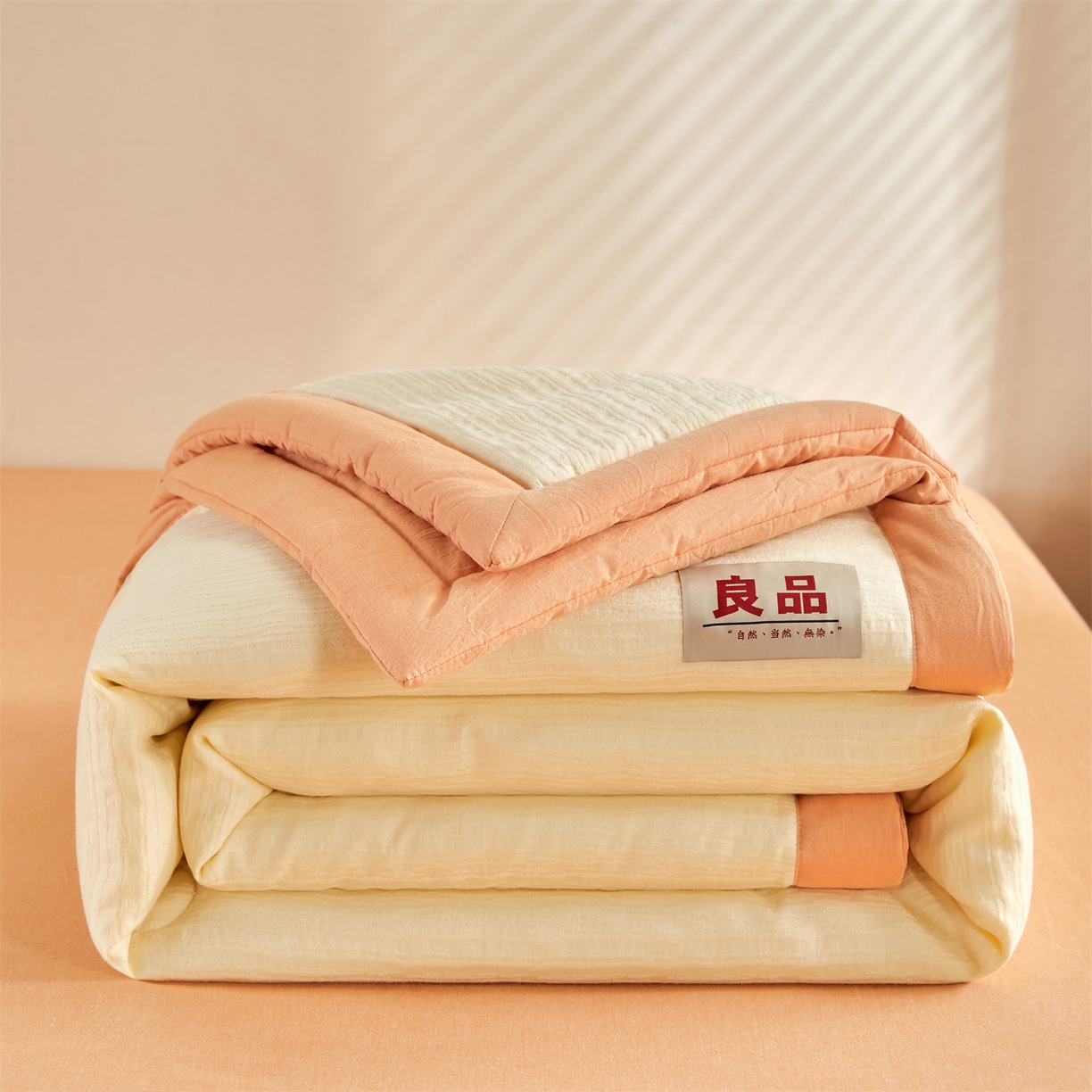 91家纺网 家纺一手货源 找家纺 恬思语家纺 2026春夏新款全棉色织大提花棉花夏被空调被夏凉被四件套芳华系列 芳华-黄橙