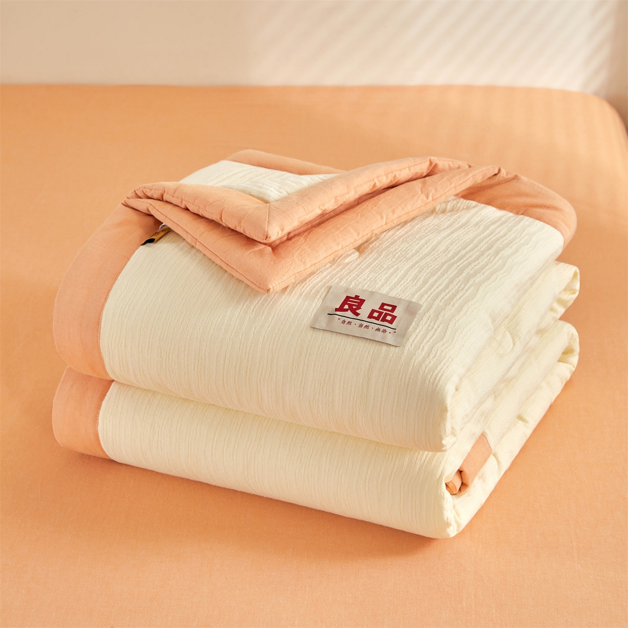 91家纺网 家纺一手货源 找家纺 恬思语家纺 2026春夏新款全棉色织大提花棉花夏被空调被夏凉被四件套芳华系列 芳华-黄橙