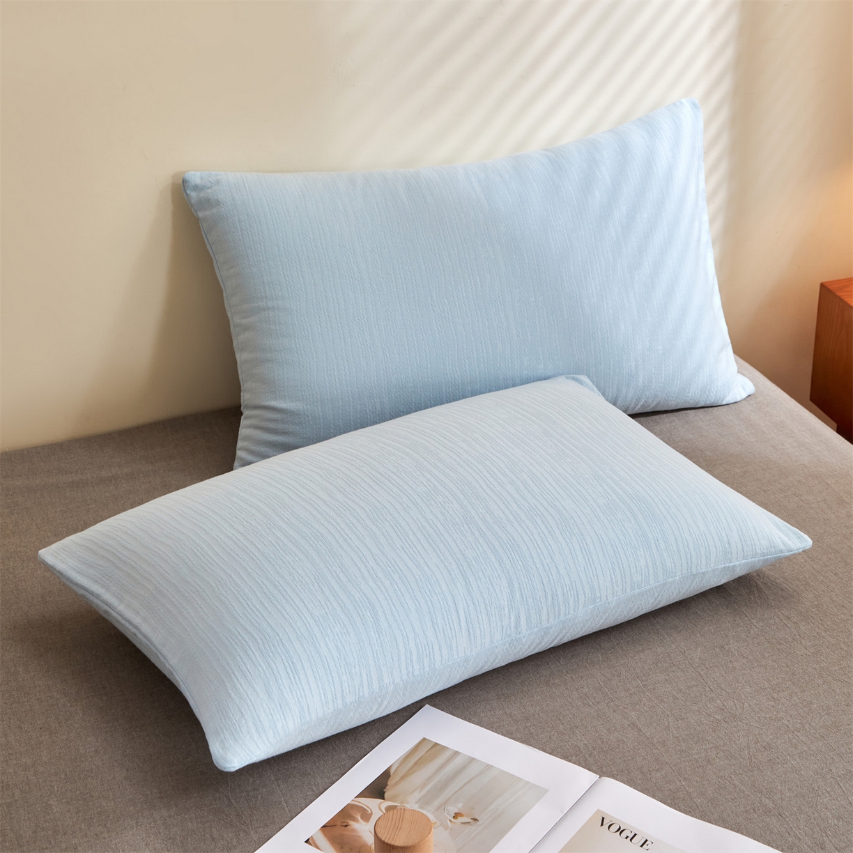 91家纺网 家纺一手货源 找家纺 恬思语家纺 2026春夏新款全棉色织大提花棉花夏被空调被夏凉被四件套芳华系列 芳华-蓝灰