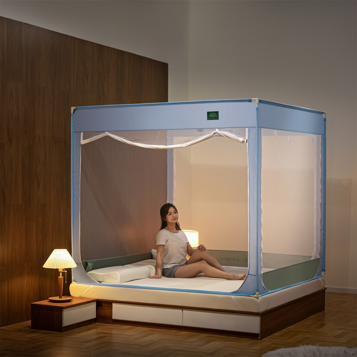 91家纺网 家纺一手货源 找家纺 飞轮海蚊帐 2026新款防蚊防摔加密网纱回底蚊帐-z90 萝卜兔