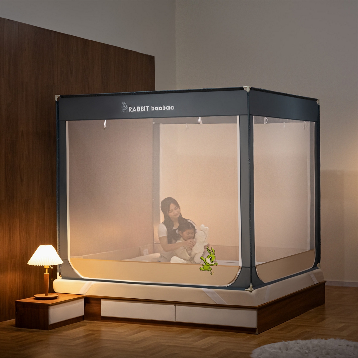 91家纺网 家纺一手货源 找家纺 飞轮海蚊帐 2026新款防蚊防摔加密网纱回底蚊帐-z90 流氓兔