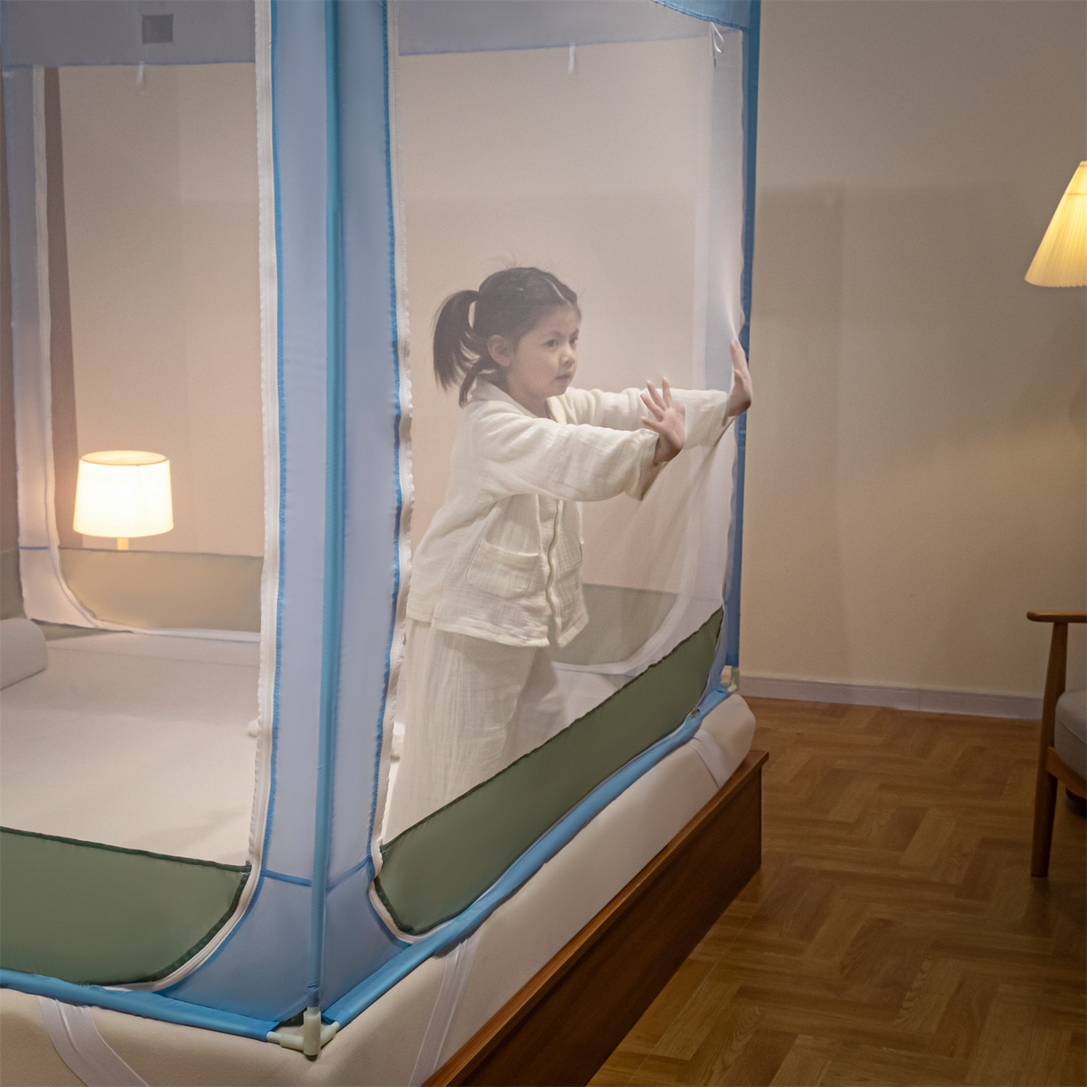 91家纺网 家纺一手货源 找家纺 飞轮海蚊帐 2026新款防蚊防摔加密网纱回底蚊帐-z90 萝卜兔