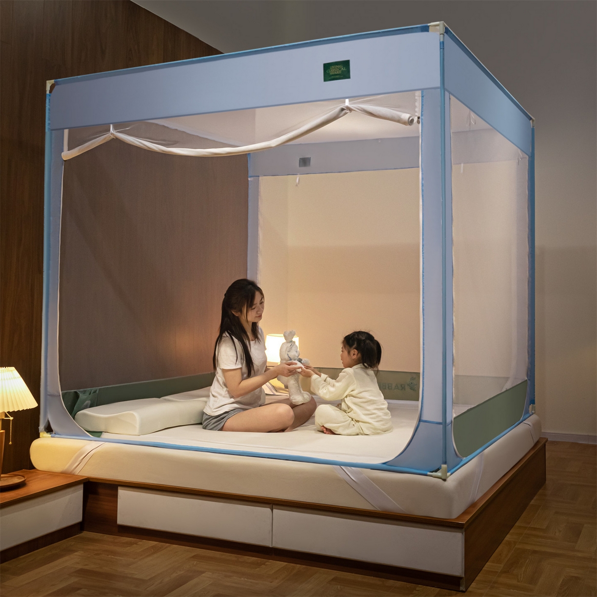 91家纺网 家纺一手货源 找家纺 飞轮海蚊帐 2026新款防蚊防摔加密网纱回底蚊帐-z90 萝卜兔