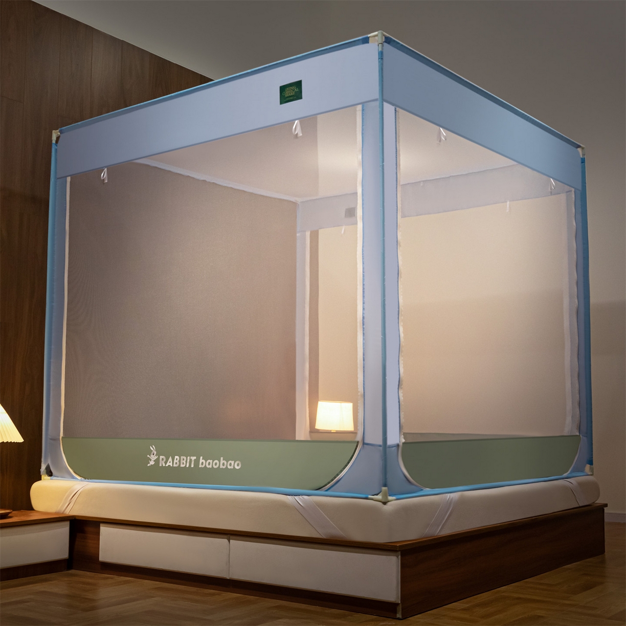 91家纺网 家纺一手货源 找家纺 飞轮海蚊帐 2026新款防蚊防摔加密网纱回底蚊帐-z90 萝卜兔