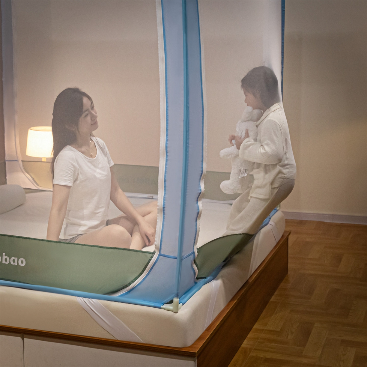 91家纺网 家纺一手货源 找家纺 飞轮海蚊帐 2026新款防蚊防摔加密网纱回底蚊帐-z90 萝卜兔