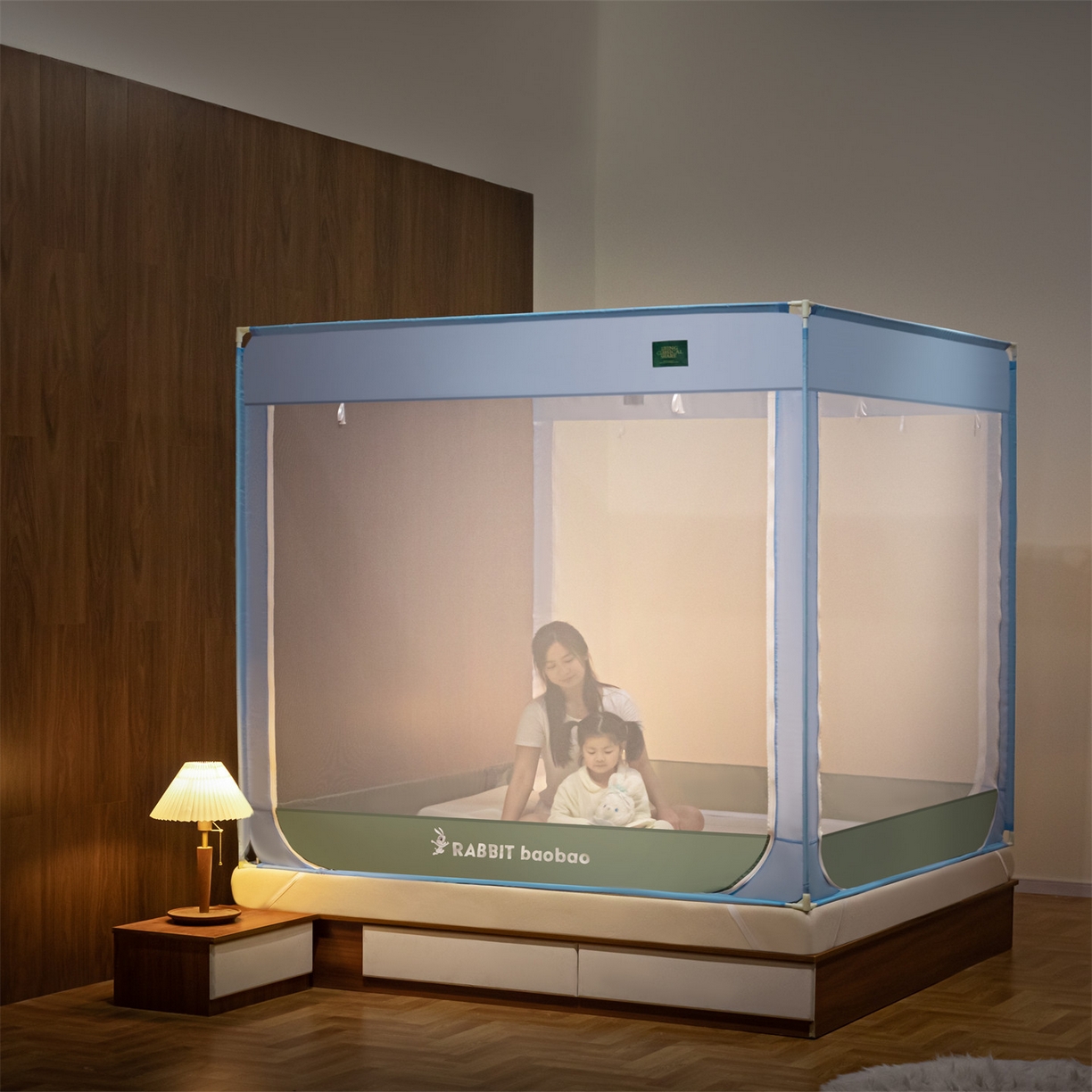 91家纺网 家纺一手货源 找家纺 飞轮海蚊帐 2026新款防蚊防摔加密网纱回底蚊帐-z90 萝卜兔