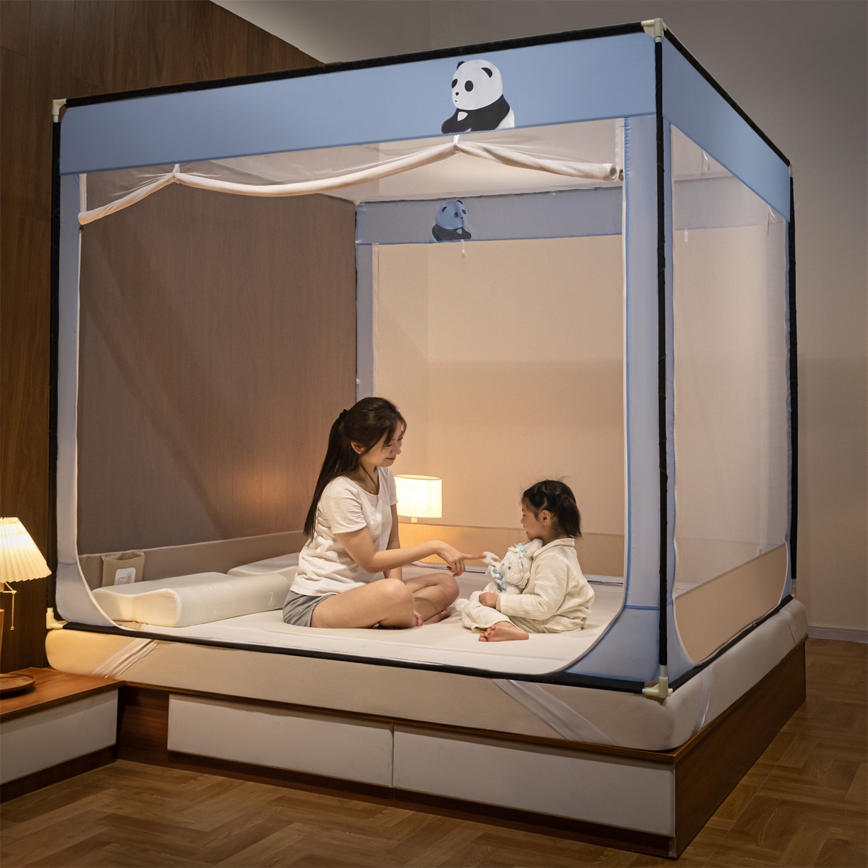 91家纺网 家纺一手货源 找家纺 飞轮海蚊帐 2026新款防蚊防摔加密网纱回底蚊帐-z90 萌萌熊