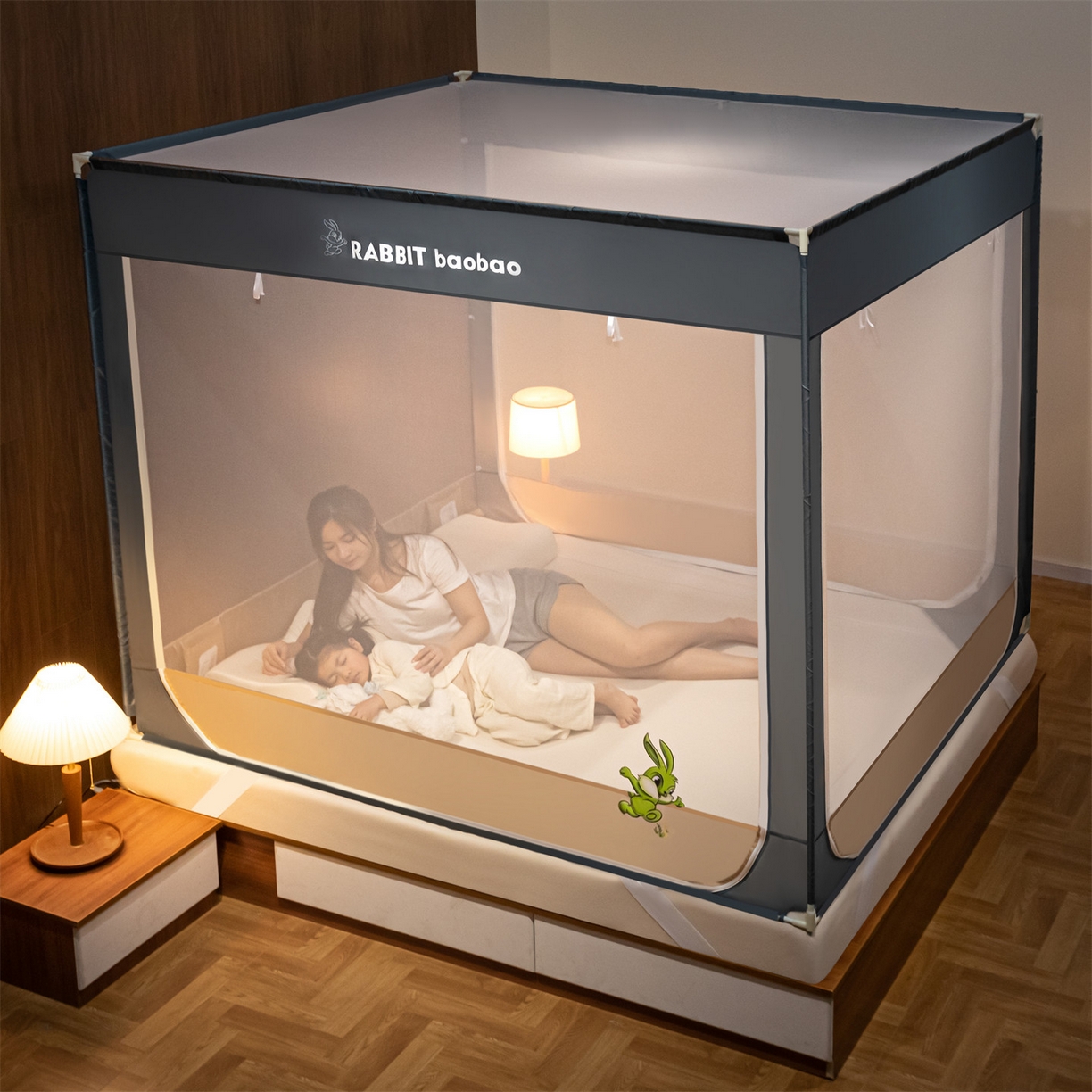 91家纺网 家纺一手货源 找家纺 飞轮海蚊帐 2026新款防蚊防摔加密网纱回底蚊帐-z90 流氓兔