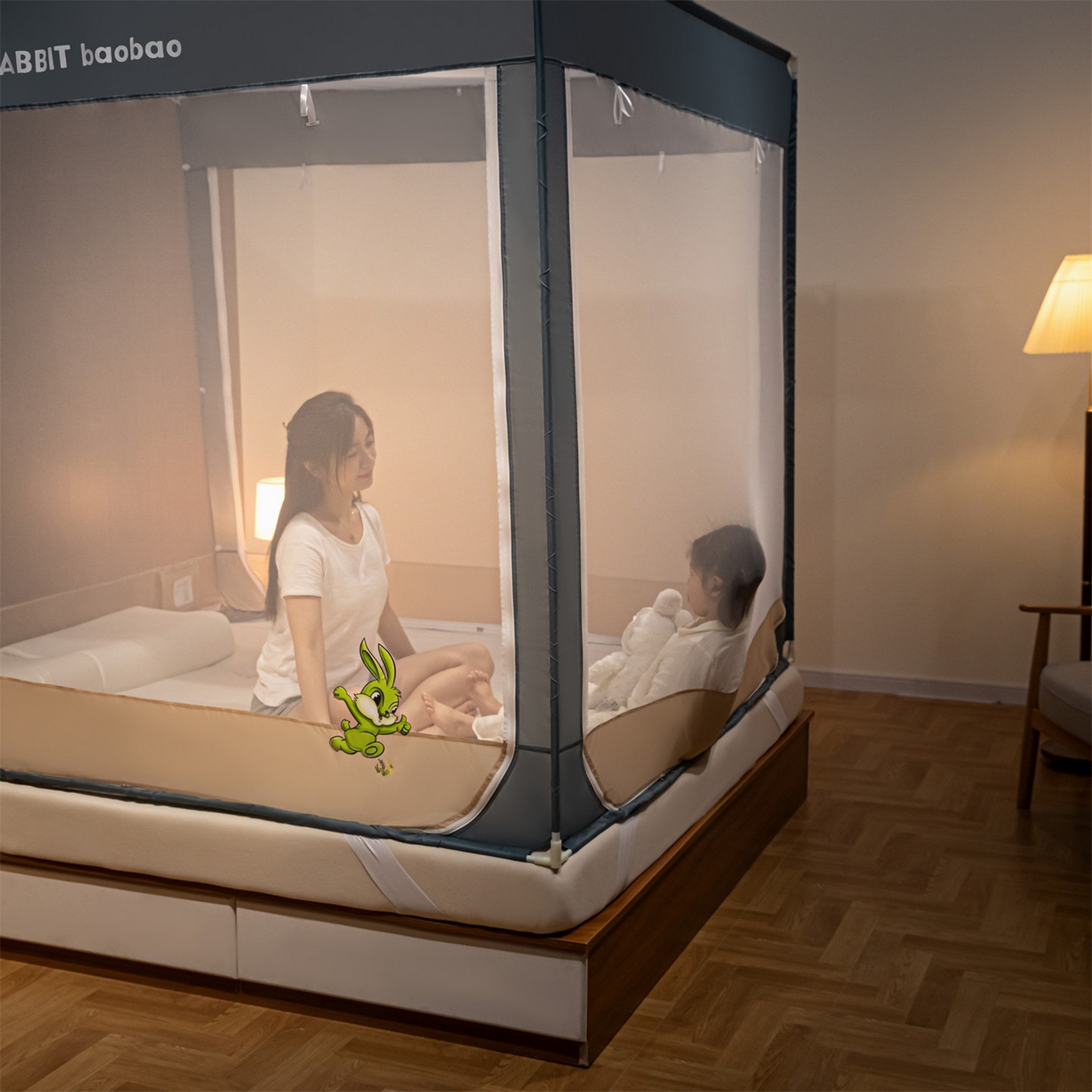 91家纺网 家纺一手货源 找家纺 飞轮海蚊帐 2026新款防蚊防摔加密网纱回底蚊帐-z90 流氓兔