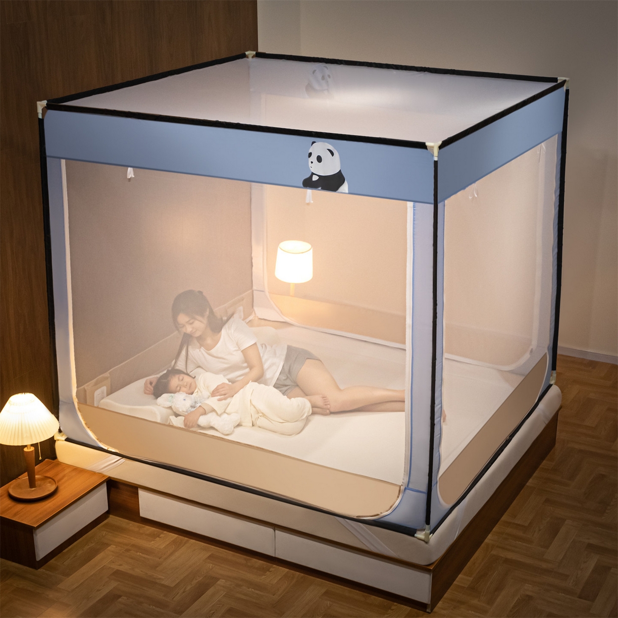 91家纺网 家纺一手货源 找家纺 飞轮海蚊帐 2026新款防蚊防摔加密网纱回底蚊帐-z90 萌萌熊