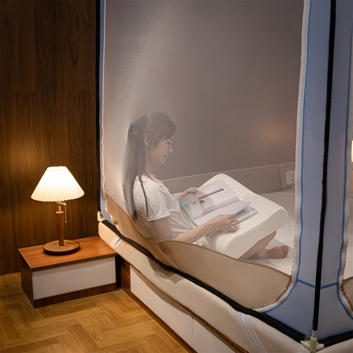 91家纺网 家纺一手货源 找家纺 飞轮海蚊帐 2026新款防蚊防摔加密网纱回底蚊帐-z90 萌萌熊