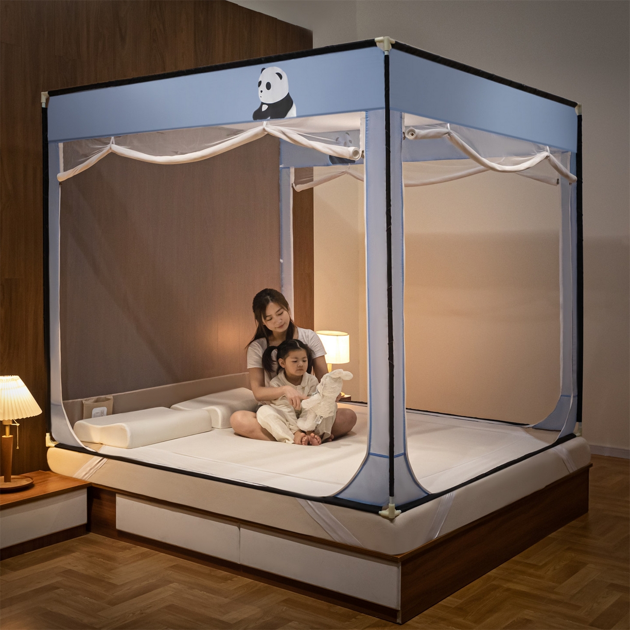 91家纺网 家纺一手货源 找家纺 飞轮海蚊帐 2026新款防蚊防摔加密网纱回底蚊帐-z90 萌萌熊