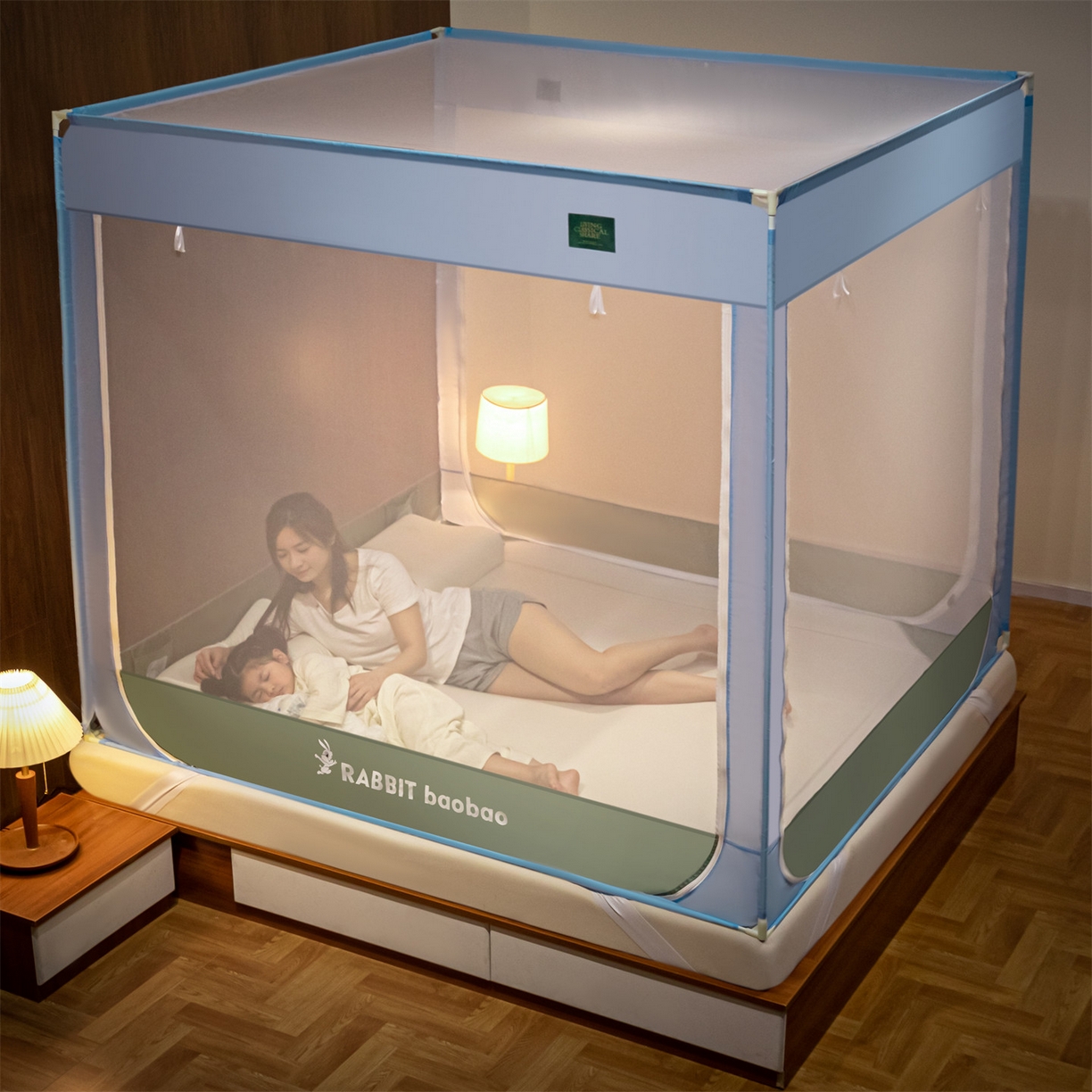 91家纺网 家纺一手货源 找家纺 飞轮海蚊帐 2026新款防蚊防摔加密网纱回底蚊帐-z90 萝卜兔