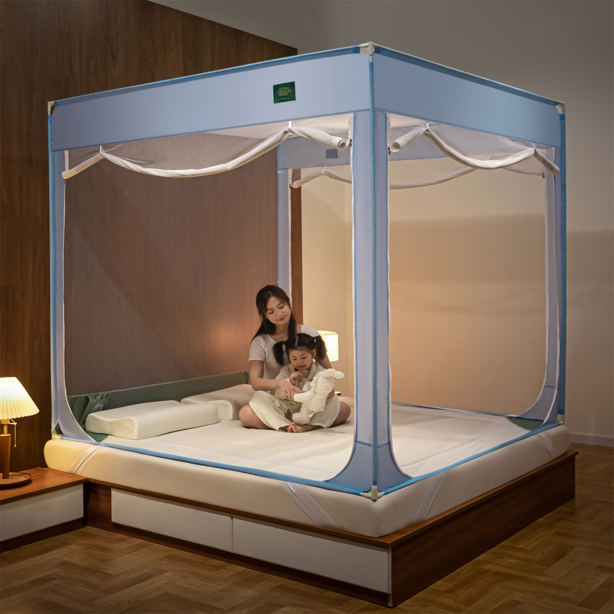 91家纺网 家纺一手货源 找家纺 飞轮海蚊帐 2026新款防蚊防摔加密网纱回底蚊帐-z90 萝卜兔