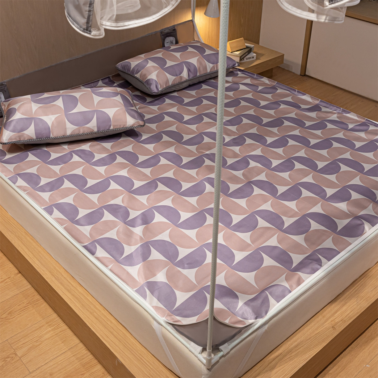 91家纺网 家纺一手货源 找家纺 飞轮海蚊帐 2026新款防蚊坐床式防滑蚊帐-Z70 几何半圆