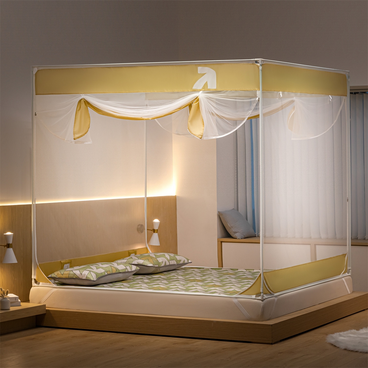 91家纺网 家纺一手货源 找家纺 （总）飞轮海蚊帐 2026新款防蚊坐床式防滑蚊帐-Z70