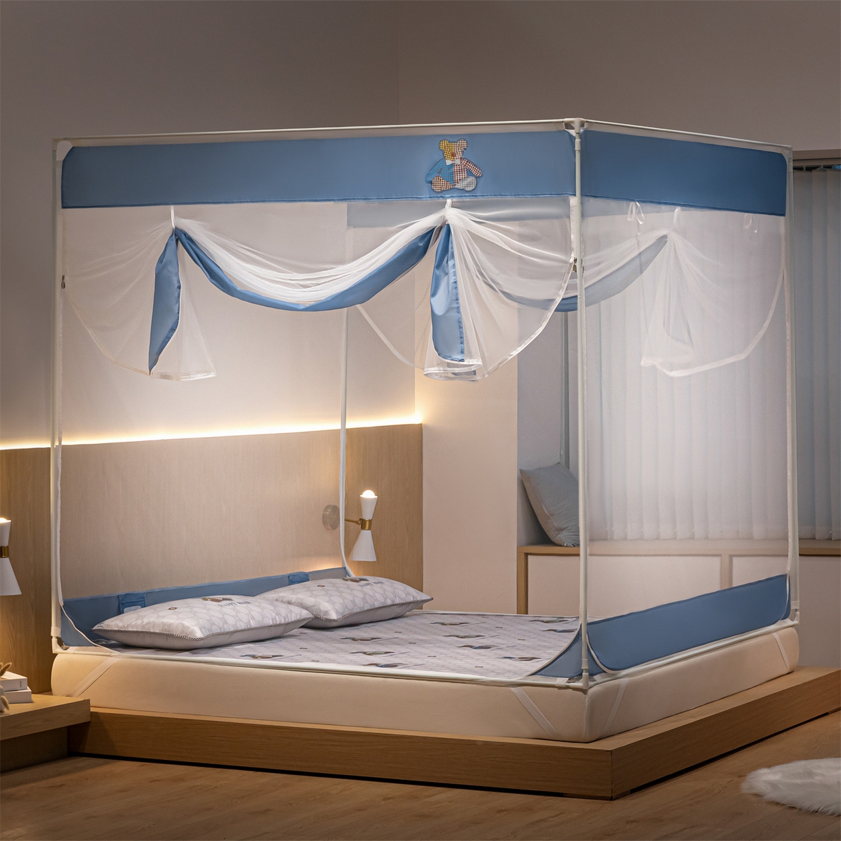 91家纺网 家纺一手货源 找家纺 飞轮海蚊帐 2026新款防蚊坐床式防滑蚊帐-Z70 开心熊