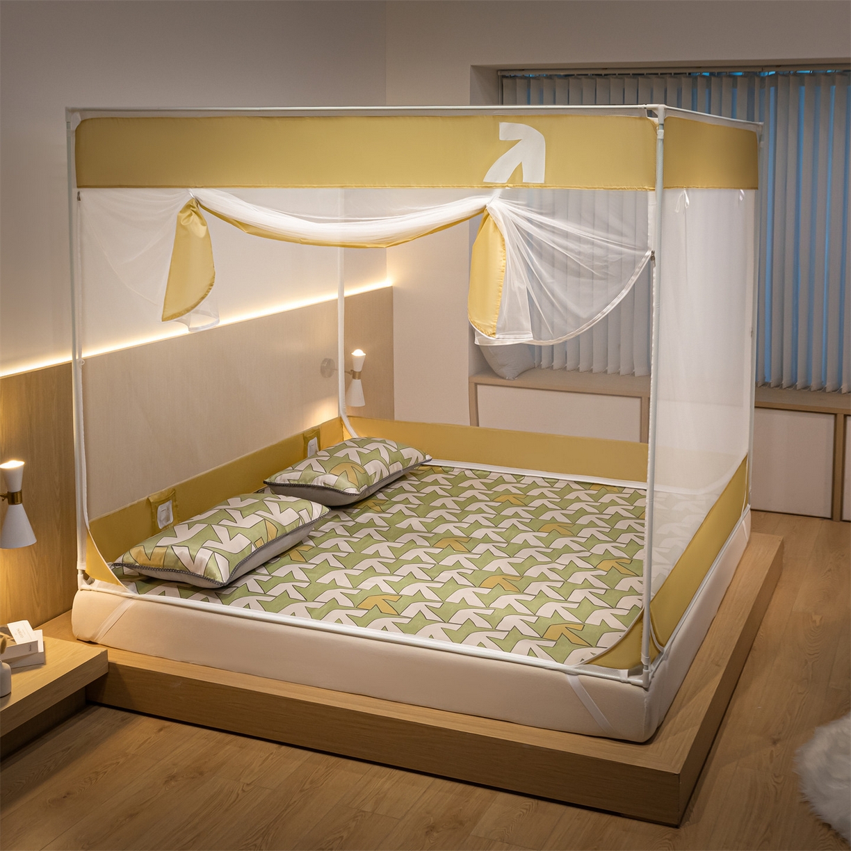 91家纺网 家纺一手货源 找家纺 飞轮海蚊帐 2026新款防蚊坐床式防滑蚊帐-Z70 箭羽