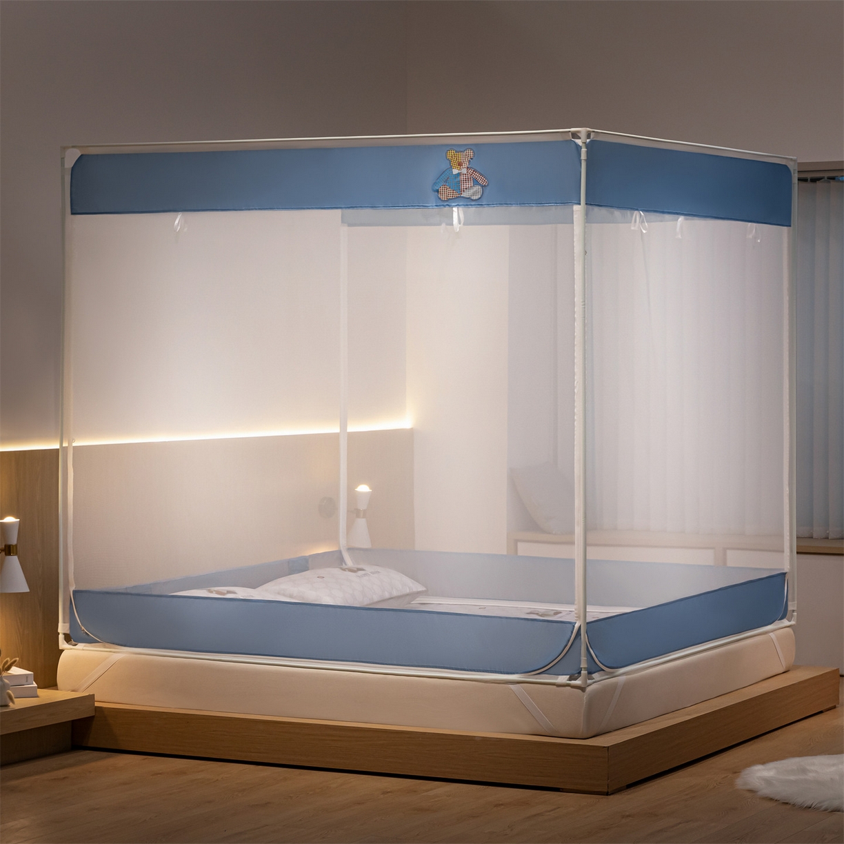 91家纺网 家纺一手货源 找家纺 飞轮海蚊帐 2026新款防蚊坐床式防滑蚊帐-Z70 开心熊