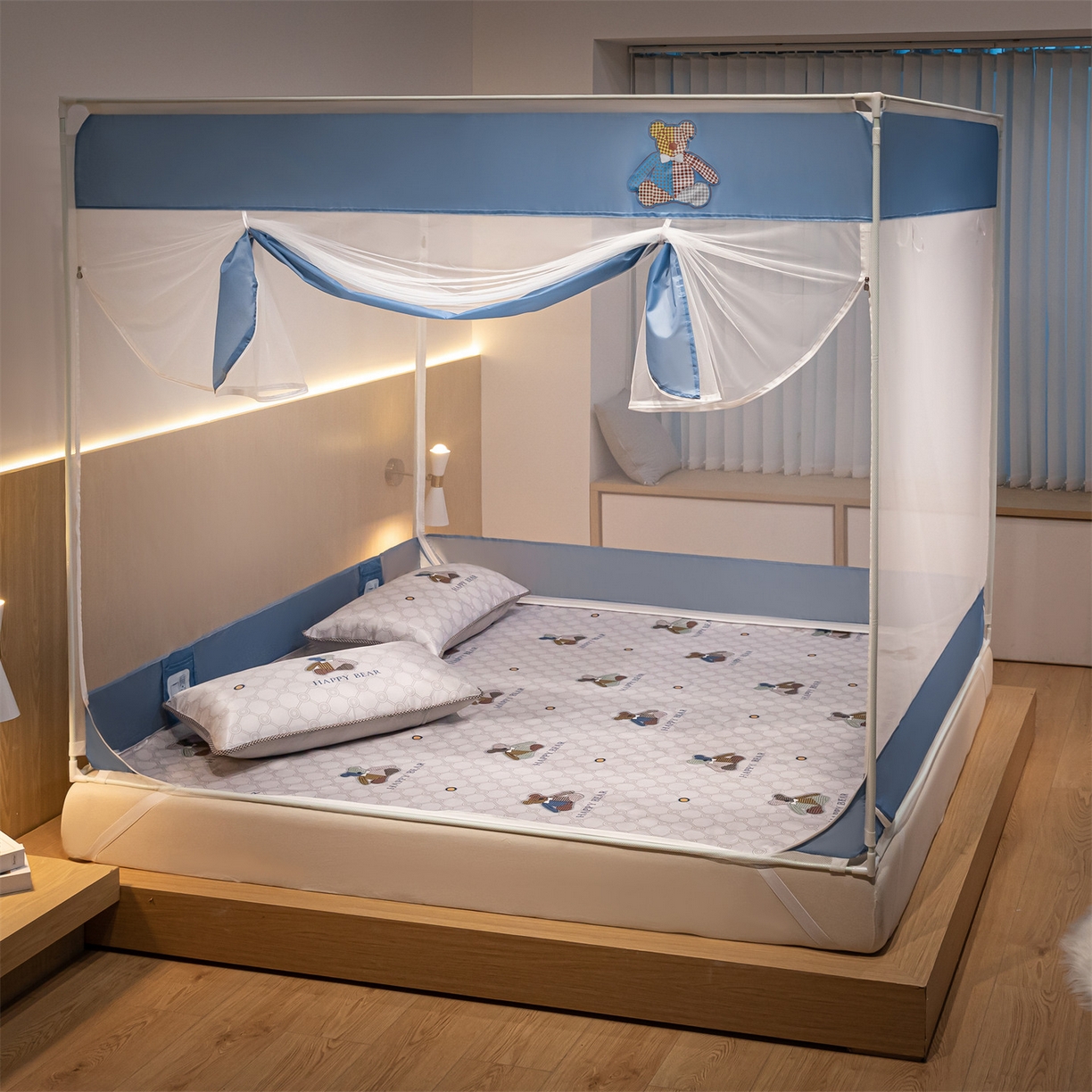 91家纺网 家纺一手货源 找家纺 飞轮海蚊帐 2026新款防蚊坐床式防滑蚊帐-Z70 开心熊