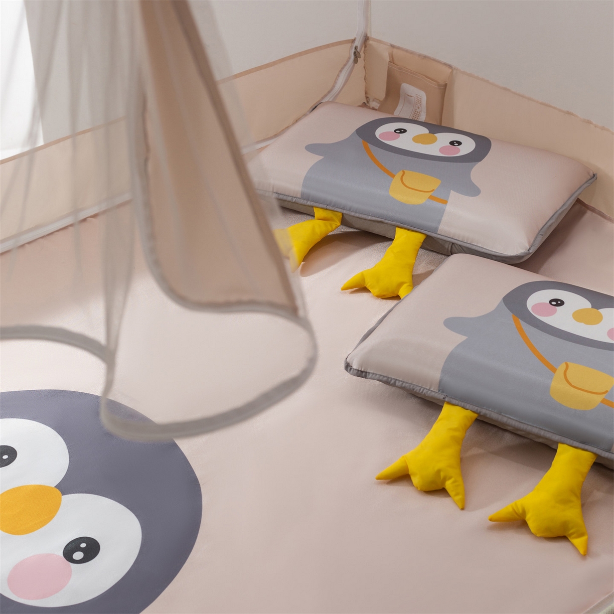 91家纺网 家纺一手货源 找家纺 飞轮海蚊帐 2026新款凉席蚊帐二合一坐床蚊帐-Z71 上学企鹅