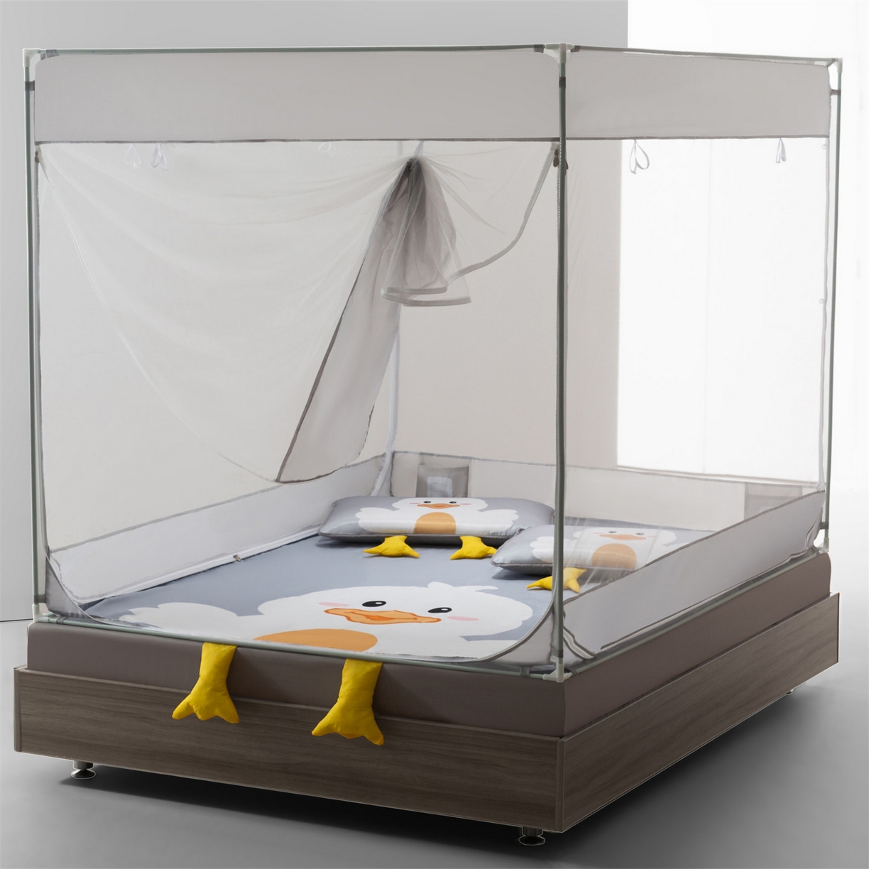 91家纺网 家纺一手货源 找家纺 飞轮海蚊帐 2026新款凉席蚊帐二合一坐床蚊帐-Z71 呆萌鸭