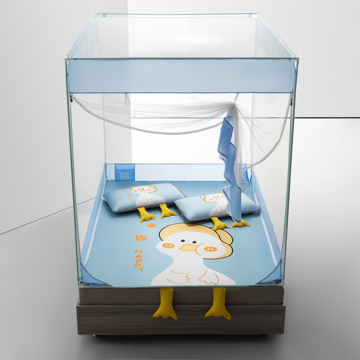 91家纺网 家纺一手货源 找家纺 飞轮海蚊帐 2026新款凉席蚊帐二合一坐床蚊帐-Z71 思索鸭