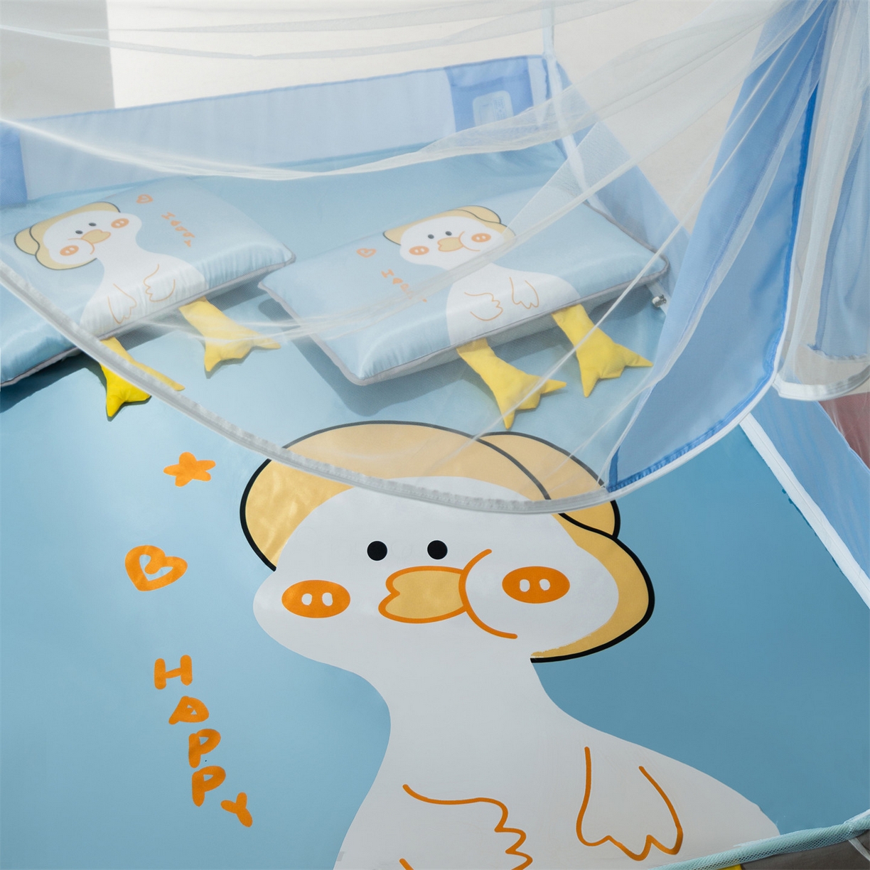 91家纺网 家纺一手货源 找家纺 飞轮海蚊帐 2026新款凉席蚊帐二合一坐床蚊帐-Z71 思索鸭