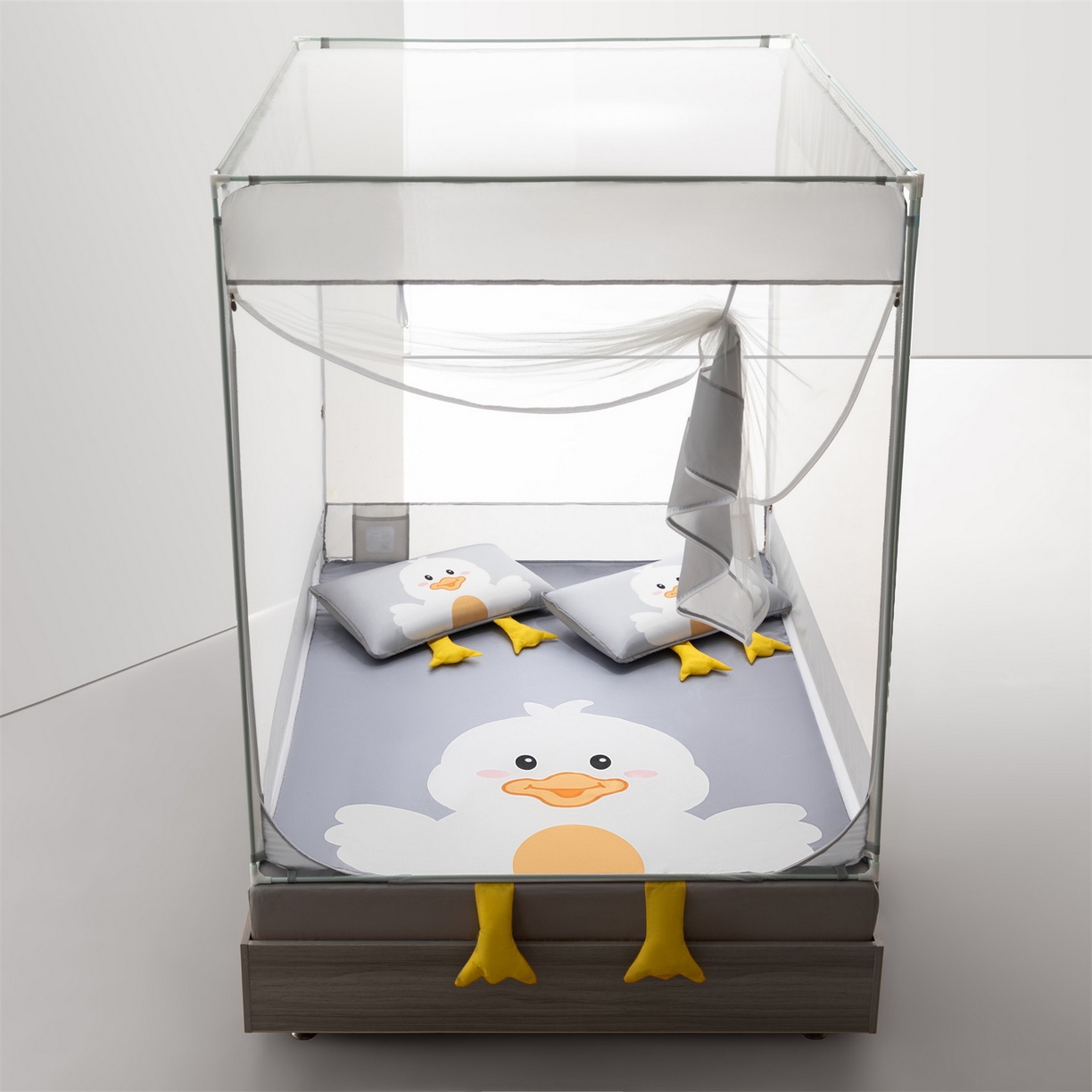 91家纺网 家纺一手货源 找家纺 飞轮海蚊帐 2026新款凉席蚊帐二合一坐床蚊帐-Z71 呆萌鸭