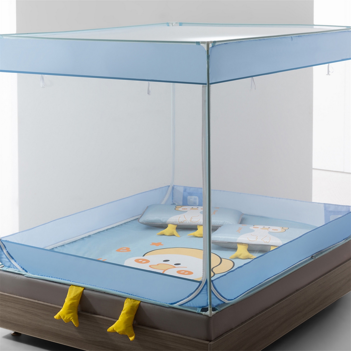 91家纺网 家纺一手货源 找家纺 飞轮海蚊帐 2026新款凉席蚊帐二合一坐床蚊帐-Z71 思索鸭