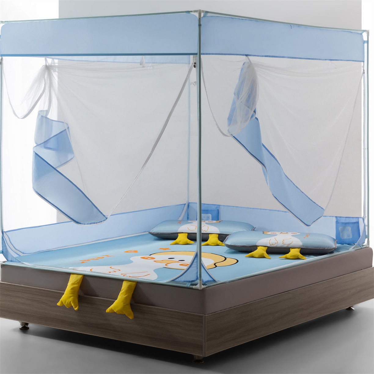 91家纺网 家纺一手货源 找家纺 飞轮海蚊帐 2026新款凉席蚊帐二合一坐床蚊帐-Z71 思索鸭