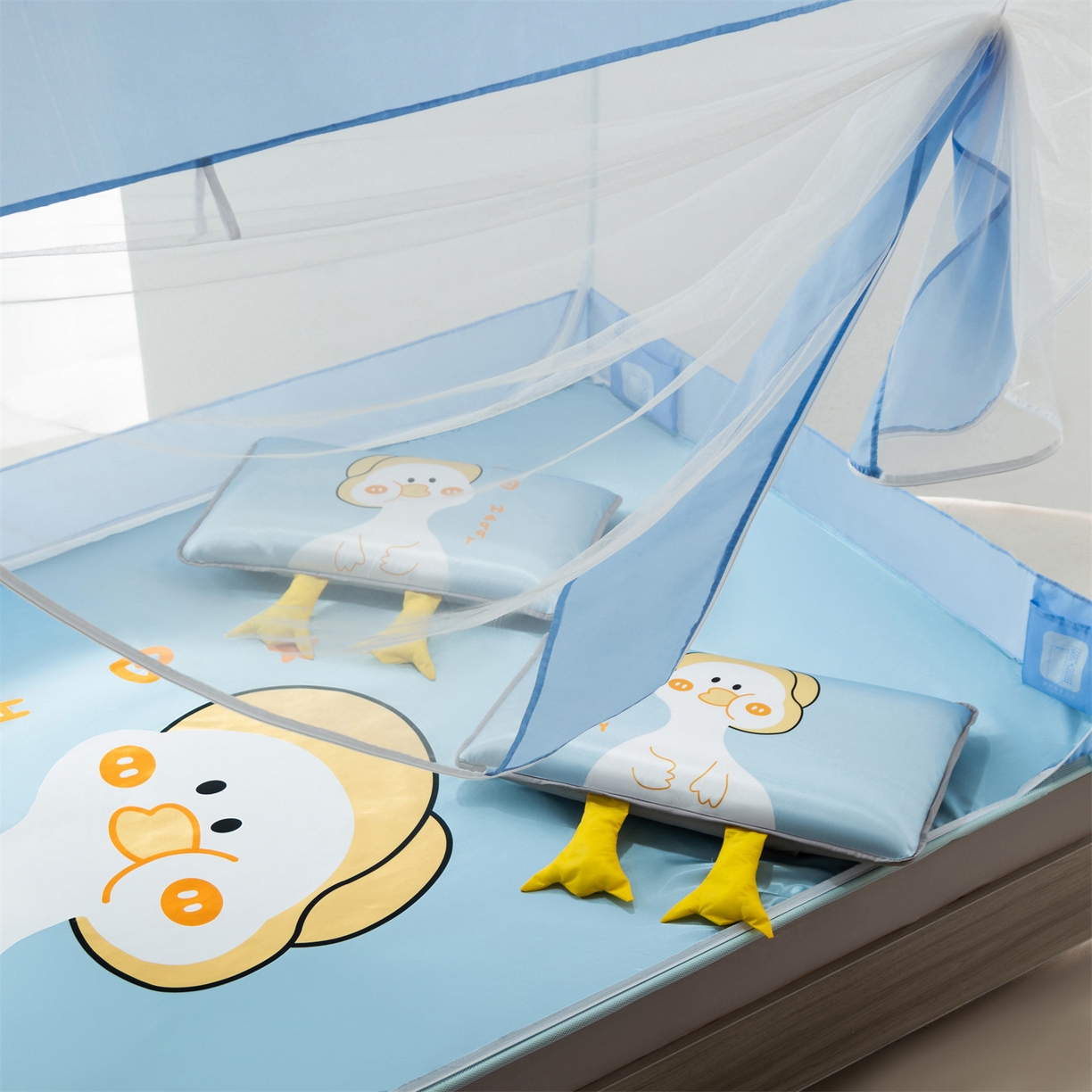 91家纺网 家纺一手货源 找家纺 飞轮海蚊帐 2026新款凉席蚊帐二合一坐床蚊帐-Z71 思索鸭