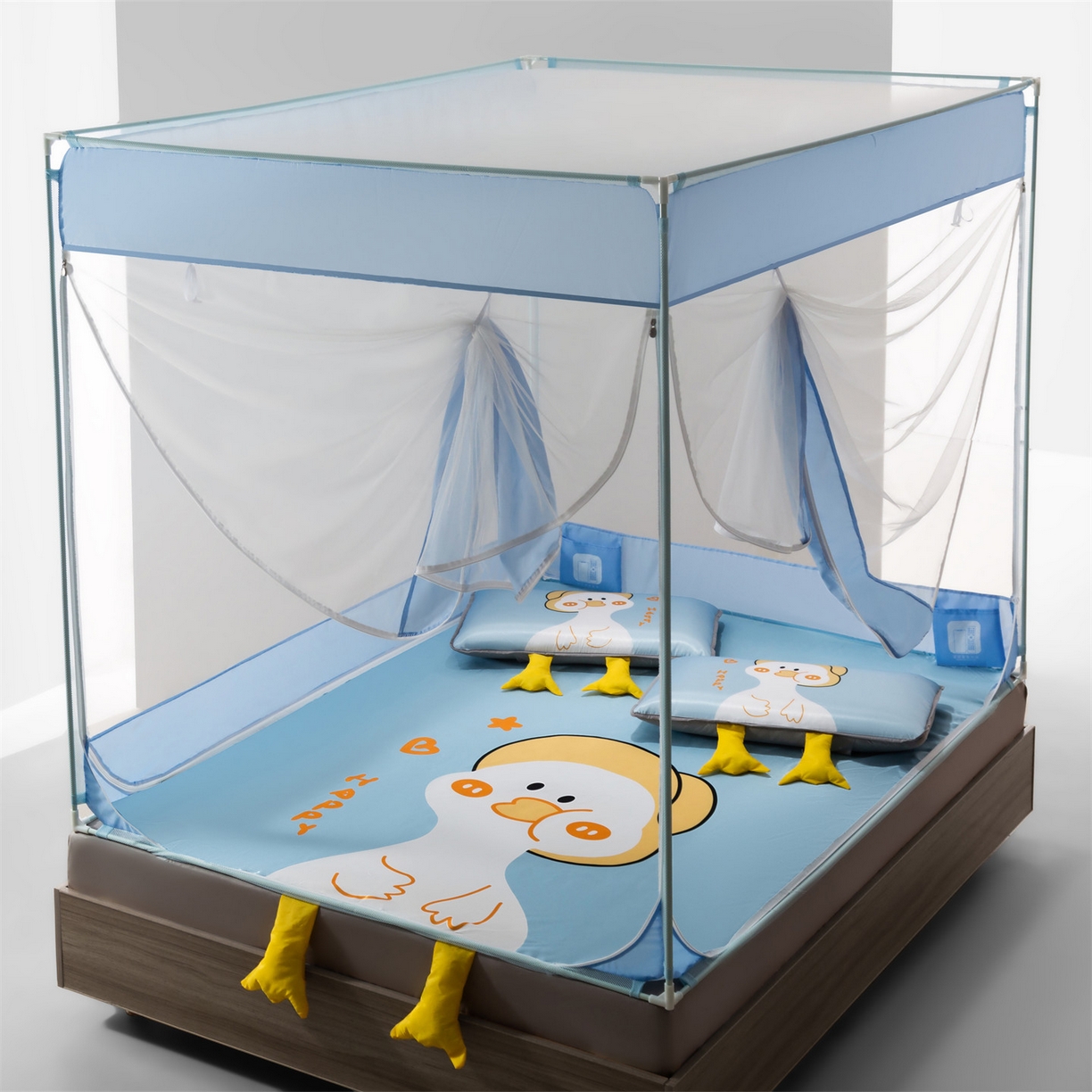 91家纺网 家纺一手货源 找家纺 飞轮海蚊帐 2026新款凉席蚊帐二合一坐床蚊帐-Z71 思索鸭